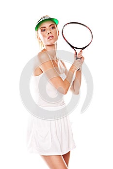 Attractive woman with tennis racket