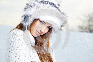 Attractive woman in wintertime outdoor