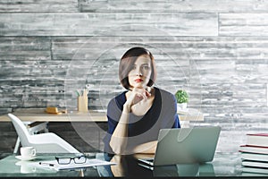 Attractive woman working on project