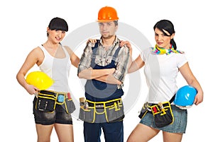 Attractive workers women and man