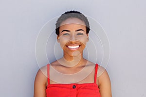 Attractive young black woman smiling