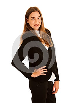 Attractive young business woman - corporative portrait isolated photo