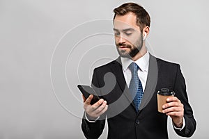 Attractive young businessman wearing suit