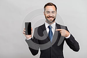 Attractive young businessman wearing suit