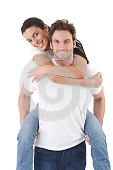 Attractive young couple in love smiling