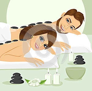 Attractive young couple on a spa