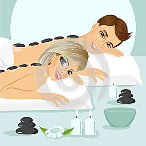 Attractive young couple on a spa
