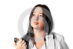 Attractive young female doctor with stethoscope
