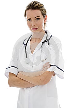 Attractive Young Female Doctor With a Stethoscope