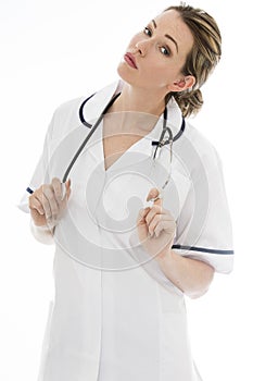 Attractive Young Female Doctor With a Stethoscope