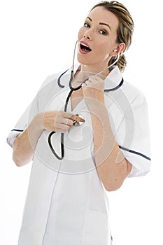 Attractive Young Female Doctor With a Stethoscope