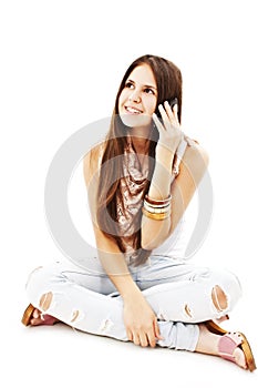 Attractive young girl making a phone call
