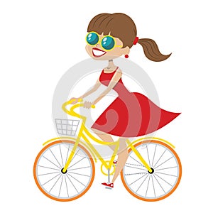 Attractive young lady riding her bicycle