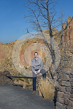Attractive Young Man Enjoys Smith Rock State Park
