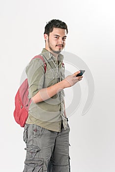 Attractive Young Man Listening To Headphones