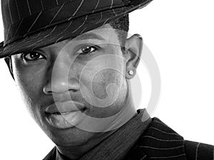 Attractive Young Man In Pin Striped Suit and Hat