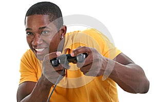 Attractive Young Man With Video Game Control Pad