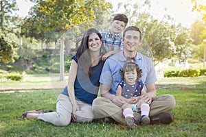 Attractive Young Mixed Race Family Outdoor Park Portrait