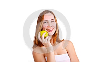 Attractive young woman with an apple