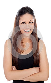 Attractive young woman with brackets