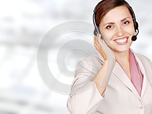 Attractive young woman call center operator