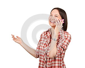 Attractive young woman calling by cellular phone