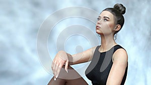 Attractive young woman half-length 3D portrait