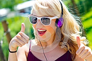 Attractive young woman with headphones