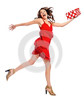 Attractive young woman jumping