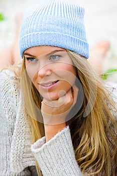 Attractive Young Woman With Knit Cap