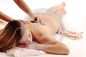 The attractive young woman during the massage