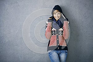 Attractive young woman in nordic sweater