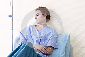 Attractive young woman patient thinking and dream about life