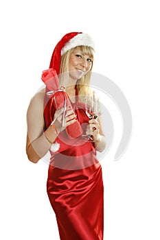 Attractive young woman santa