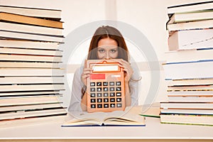 Attractive young woman student studi math