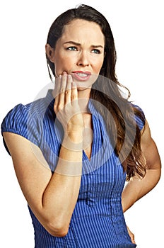 Attractive young woman with toothache photo