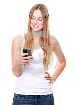 Attractive young woman using smart phone