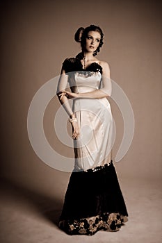 Attractive Young Woman Wearing Evening Gown