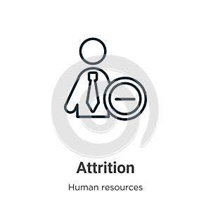 Attrition outline vector icon. Thin line black attrition icon, flat vector simple element illustration from editable human