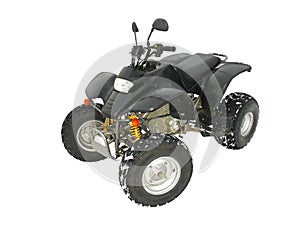 ATV Black All Terrain Vehicle on white snow