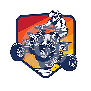 ATV Extreme sport racing in badge logo design