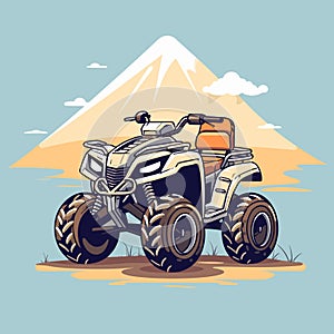 ATV Four-wheel all-terrain vehicle. Quad bike Vector illustration