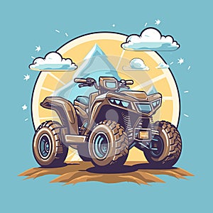 ATV Four-wheel all-terrain vehicle. Quad bike Vector illustration