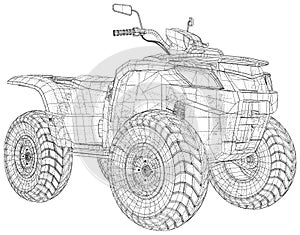 ATV. Four-wheeled all-terrain vehicle. Quad bike on an isolated background. Vector illustration