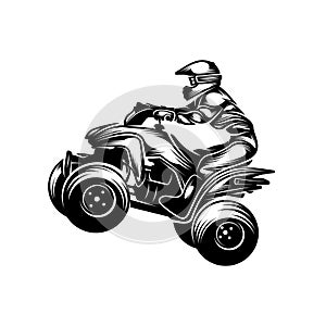 ATV logo vector, Quad bike competition logo vector illustration, Silhouette design