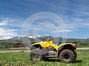 ATV on mountain background