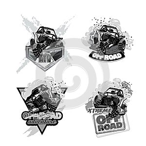 ATV Off-Road Buggy, Black and White Logo.