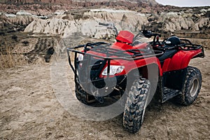 ATV Quad Bike in front of mountains landscape in Turkey