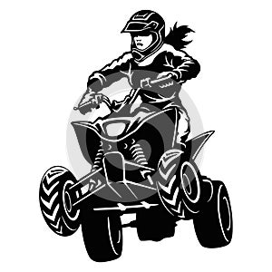 ATV Quad Bike and Sexy Girl - Extreme Dirt Bike 4x4 - Clipart, Vector Design