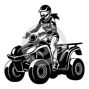 ATV Quad Bike and Sexy Girl - Extreme Dirt Bike 4x4 - Clipart, Vector Design